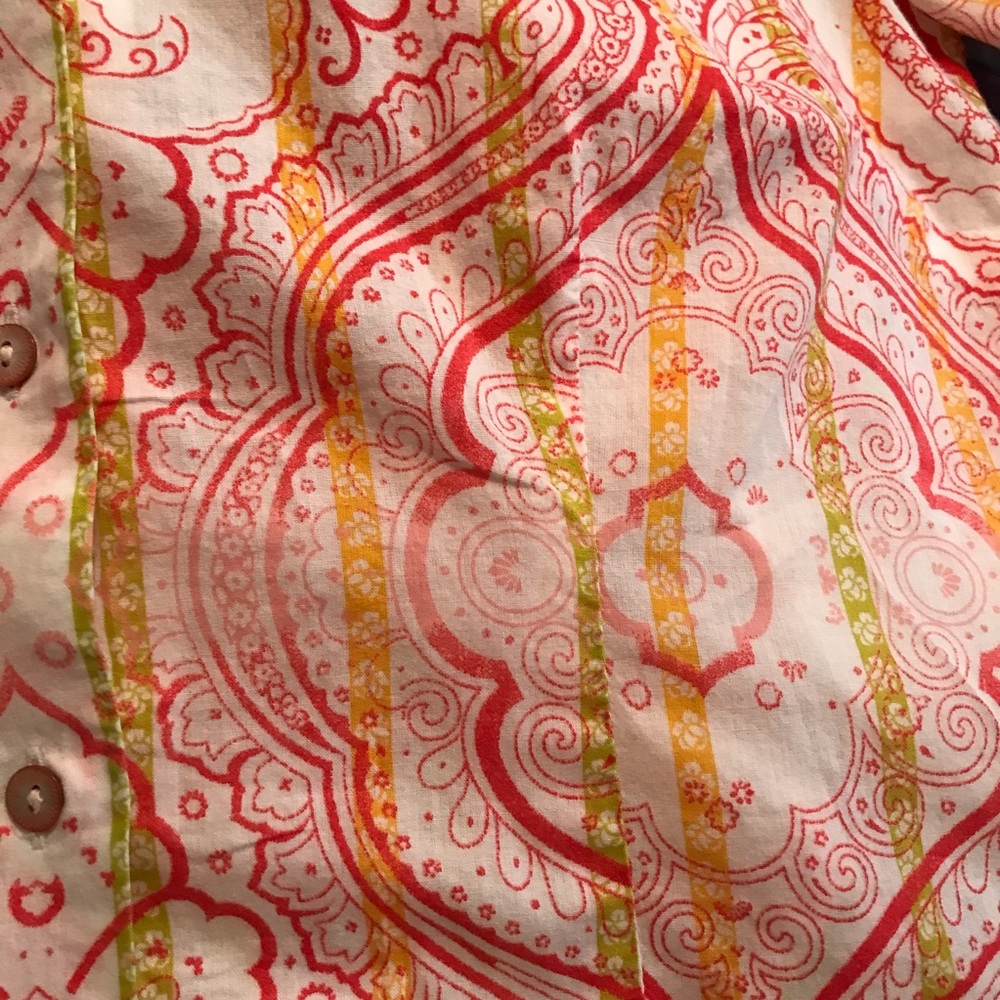 Robert Graham Boho Red And Yellow Button Up - image 6